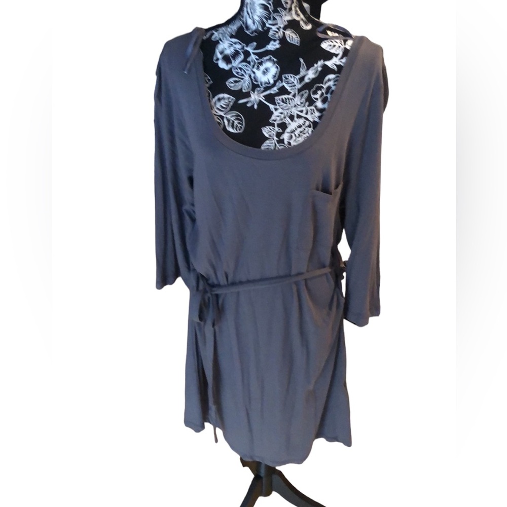 Banana Republic X- Large gray scoop neck T-Shirt dress with belt 3/4 sleeve NWT